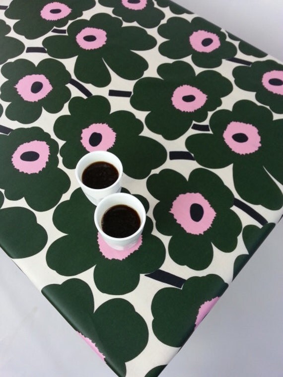 Oilcloth tablecloth Marimekko oilcloth by YulkisHomeDecor on Etsy