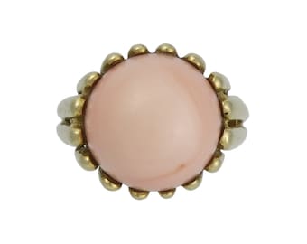 Vintage 18K Gold Angel Skin Coral Modernist Ring