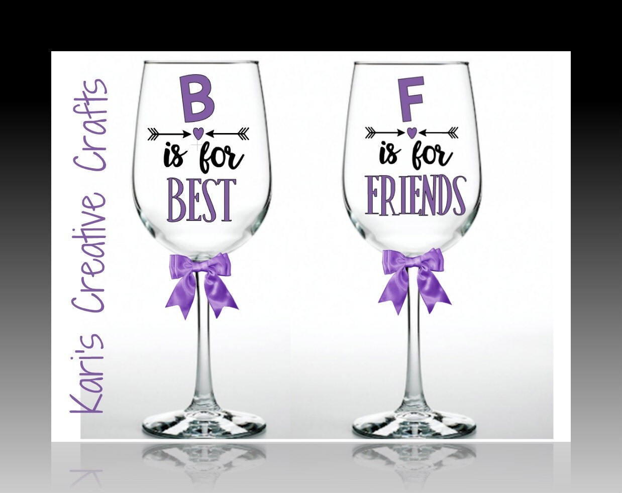 Best Friends Wine Glass Set BFF Best Friend Gift Bestie