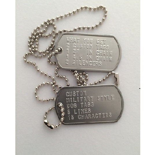 Custom Made Military Style Dog Tags by DogTagDealer on Etsy