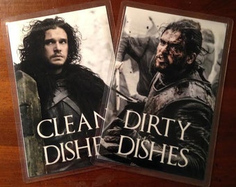 Jon Snow | Game of Thrones Reversible Dishwasher Magnet | Geek Kitchen | Clean Dirty Magnet | Game of Thrones