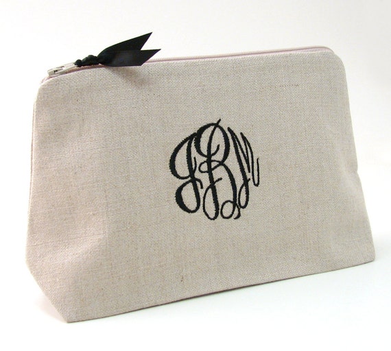 Monogrammed Cosmetic Bag // Personalized Makeup Bag