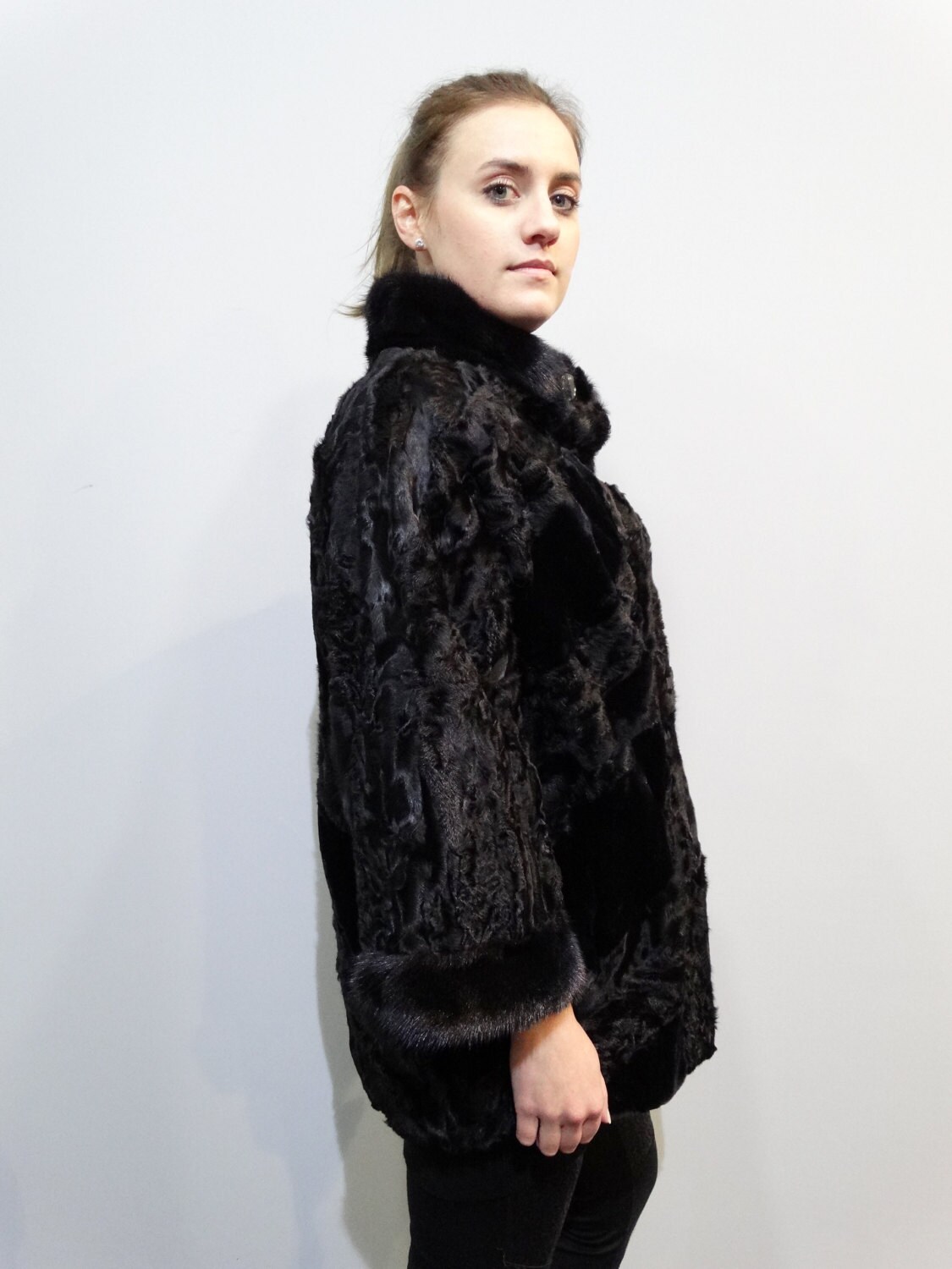 Fur Jackets Fursource Com Jet Black Chic Fox Fur Jacket With Satin Lining