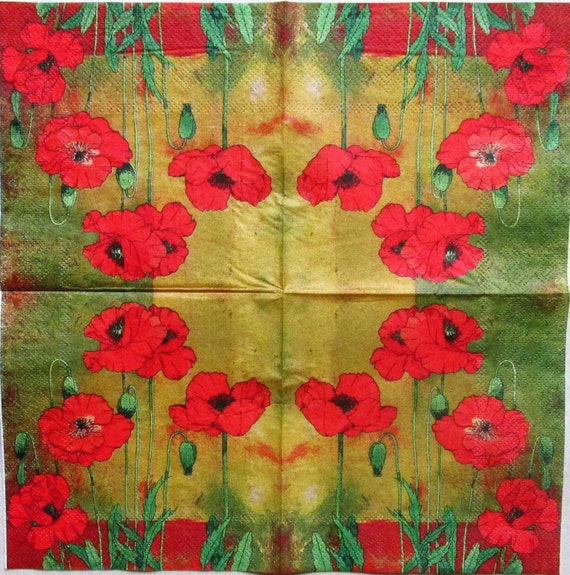 decoupage supplies art Flower Decoupage Scrapbooking napkins Red tulip paper