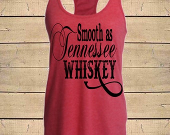 Country Shirts, Smooth as Tennessee Whiskey, Southern Tanks, Chris Stapleton, Womens (Fitted Style) Tri-Blend Racerback Tank Top