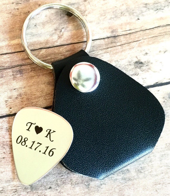 Guitar Pick Keychain Custom Engraved Guitar Pick