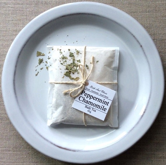 Peppermint Chamomile bath tea tub teas by BethAndOliviasMarket