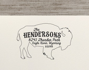 Custom Personalized Address Stamp Style Buffalo 1.57" x 3.54" (40 mm x 90 mm)