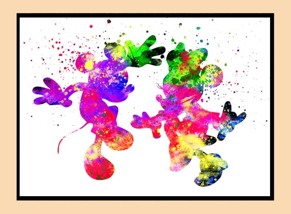 Mickey and Minnie mouse watercolor by WatercolorAquarium on Etsy