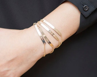 Gold Bar Bracelet,Engraved Bracelet,Personalized Bracelet,Custom name Bracelet,Initial Bracelet, Name Bracelet,Monogram Bracelet