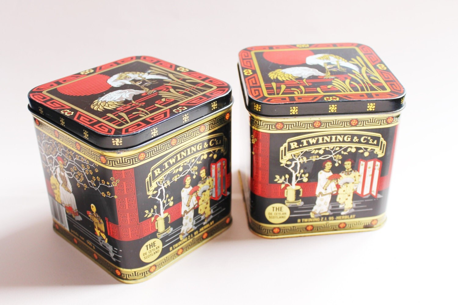 Tin Box Antique Twinings Tea Tin Metal Box Vintage