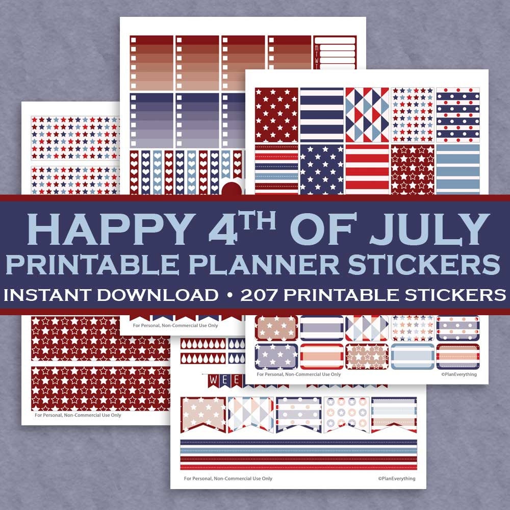 Happy 4th of July Printable Planner Stickers 207 Printable