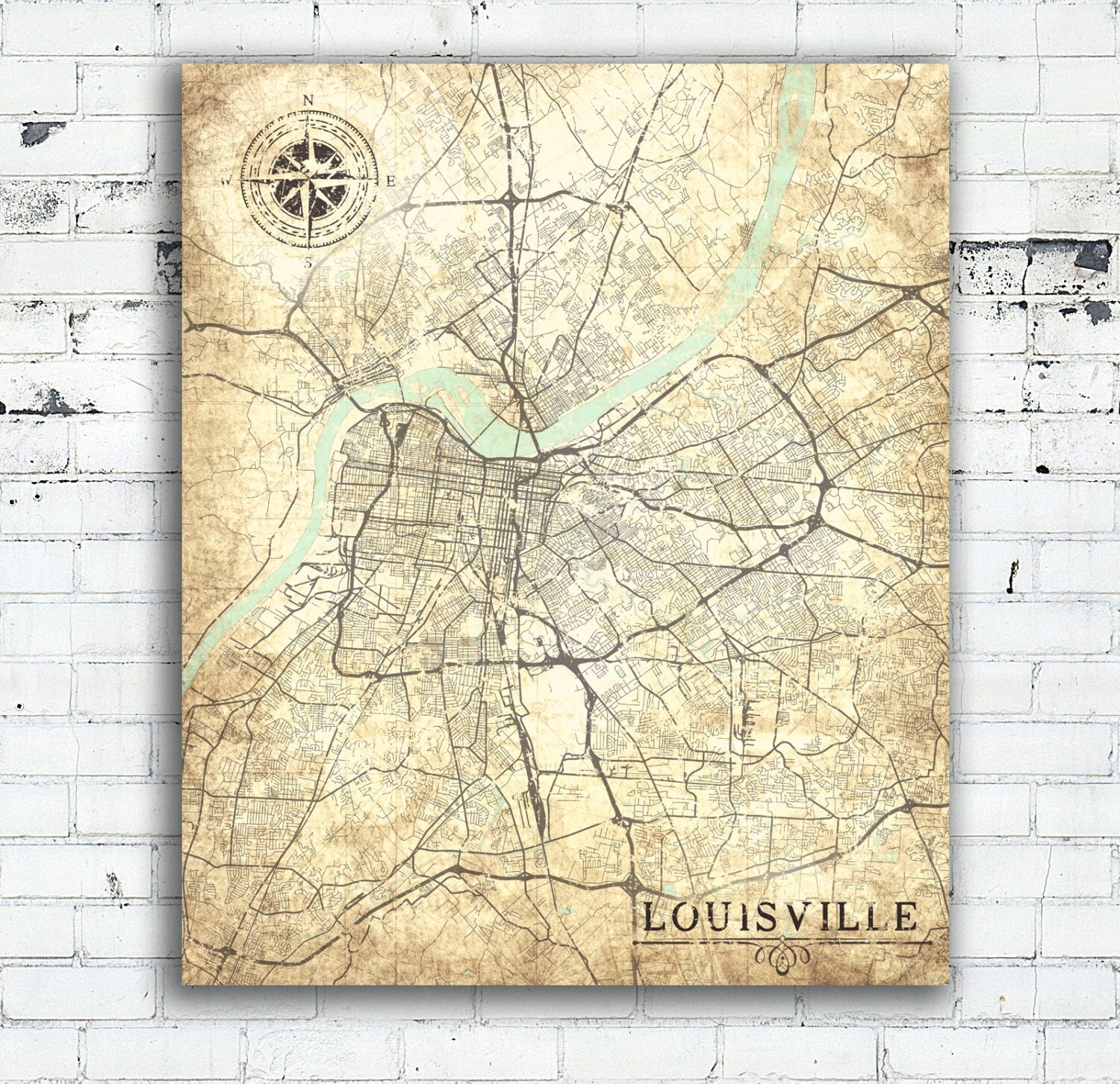 LOUISVILLE KY Canvas print Louisville Kentucky KY Vintage map