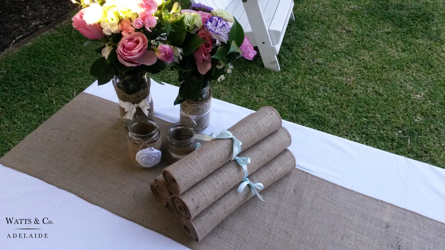 40 cm wide Burlap Table Runner Ideal for Round Tables by WattsCo