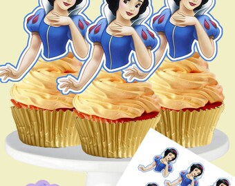 Snow White Cupcake Toppers, Cupcake Picks, DIY Printable, INSTANT DOWNLOAD