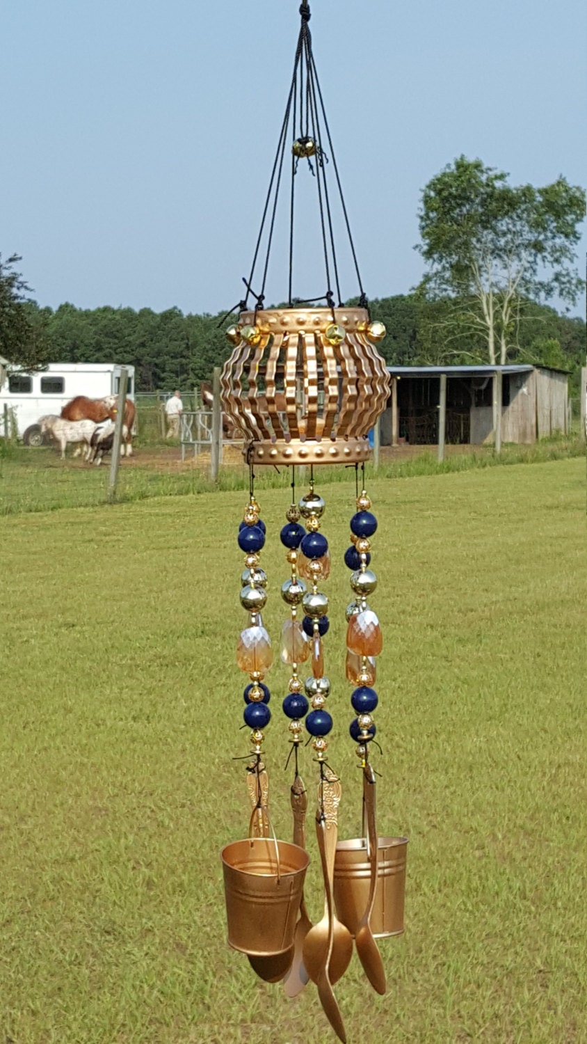 Gold Junk Chime Rustic Wind Chime Vintage by southernmaybell