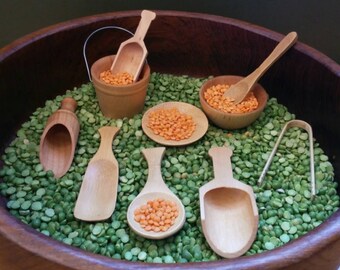 Montessori and Waldorf Inspired Sensorial Materials for Scoop, Pour, and Transfer Sensory and Fine Motor Work