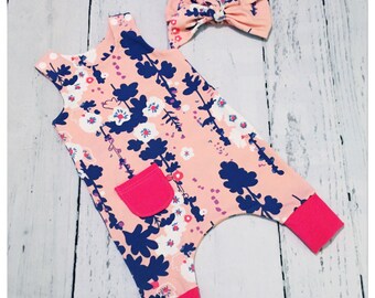 Baby girl romper set , spring /summer outfit , baby girl clothes , baby girl outfit , baby girl newborn outfit , newborn to 2-3 years old si