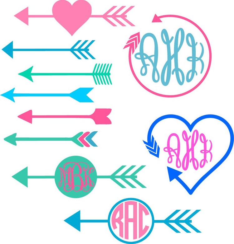 Set of Arrows and Arrow Monogram Frames SVG by BoodlebugGraphics