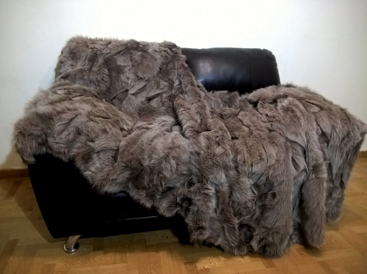 Luxury Real Fur Fox Throw Blanket