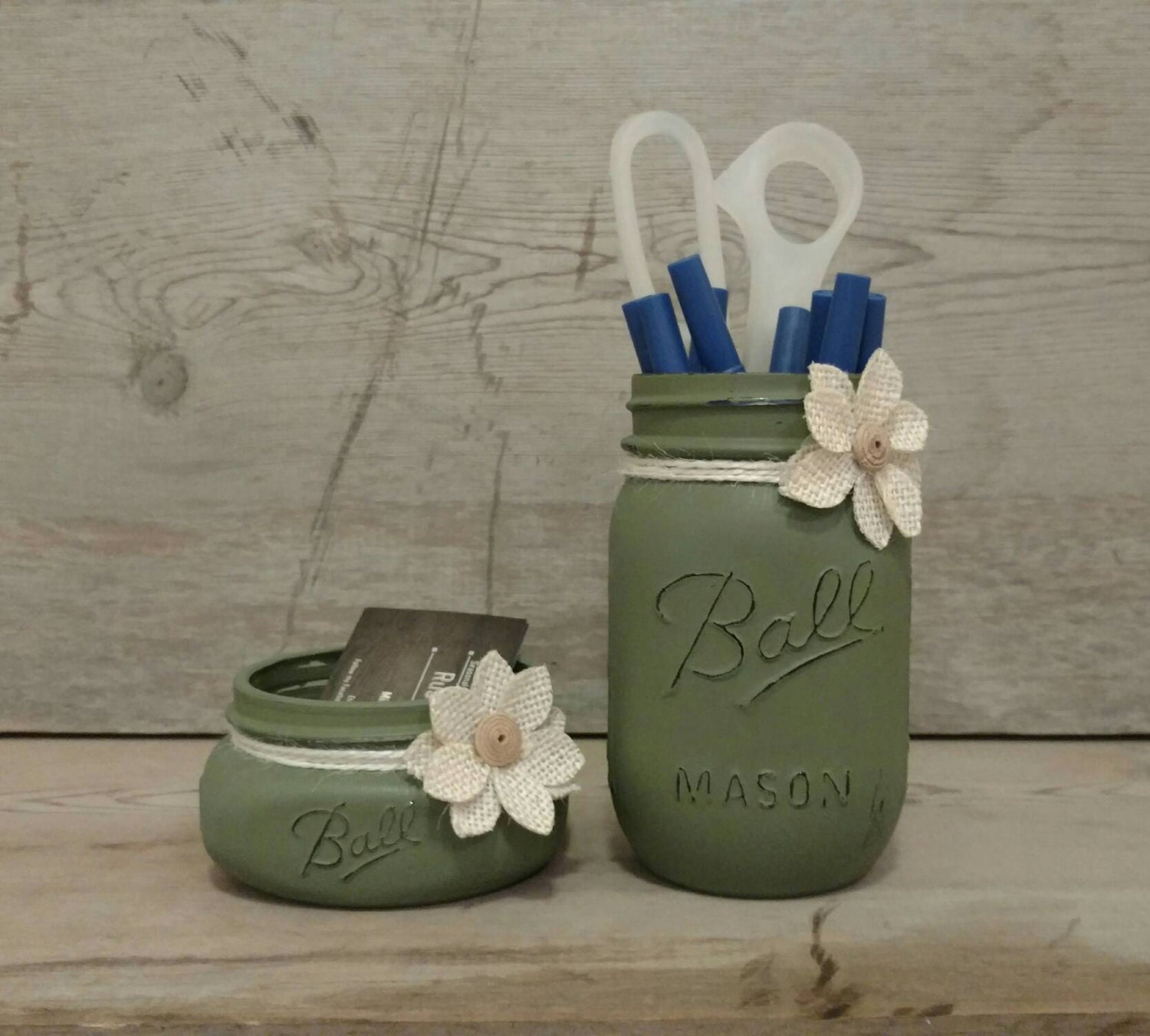 Mason Jar Desk Set Mason Jar Desk Organizer by RustyNailDecor1