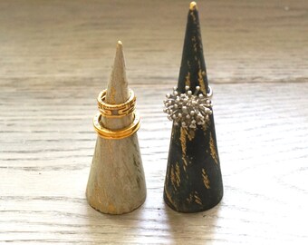 Concrete Gold Painted Ring Cone. Ring Holder. Cone. Valentine's Day, Anniversary, Engagement Bridesmaid Gift, Wedding Favor
