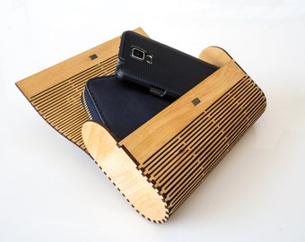 Wood Clutch Purse / Laser Cut Living Hinge / Natural