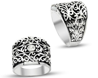 Unique filigree mens ring with zirconia by ConstantinopleJewel