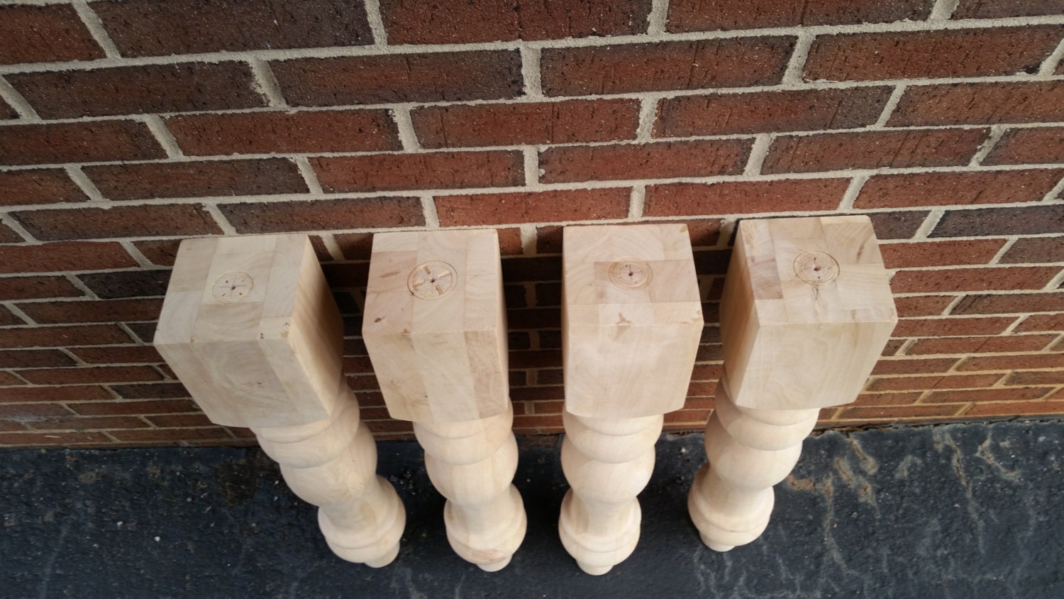 Unfinished Farmhouse Dining Table Legs- Wood Legs. Turned 