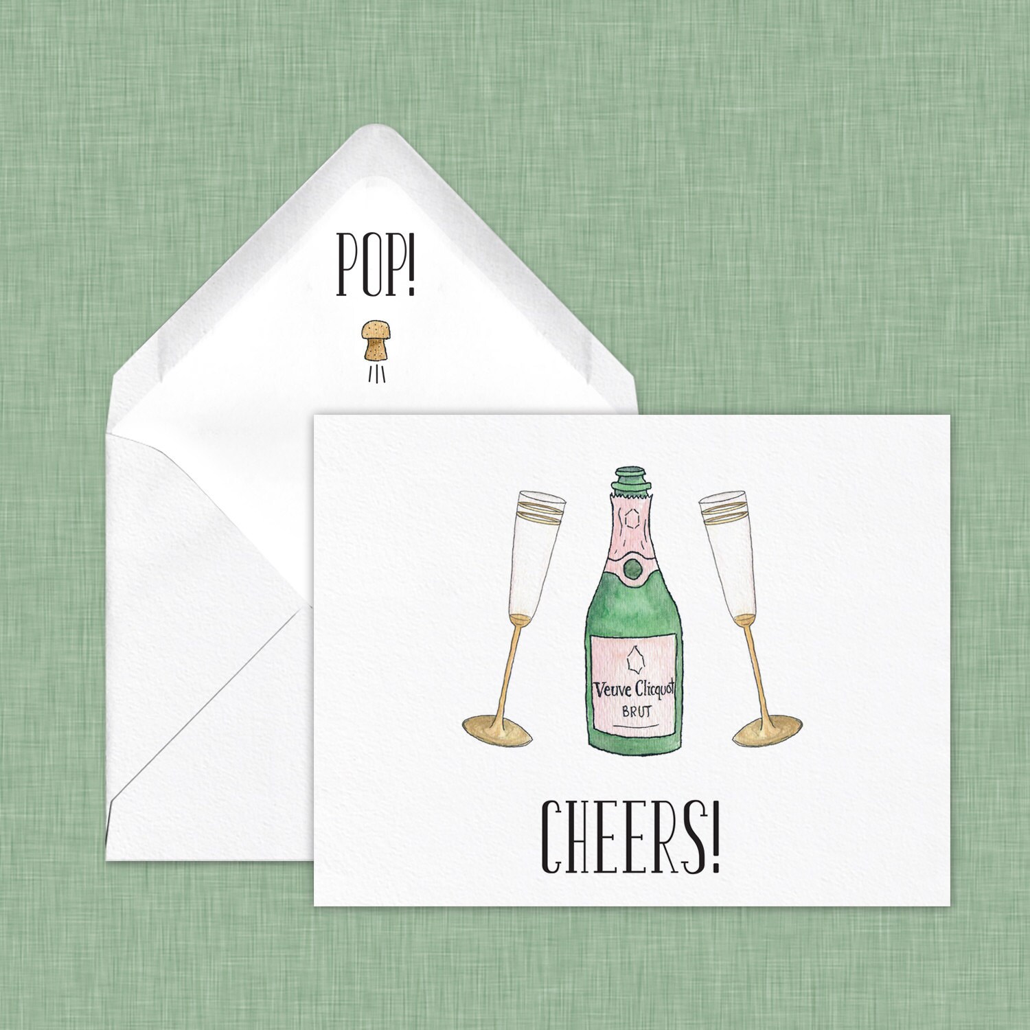 Champagne Cheers Card with 'Pop' Liner // Anniversary