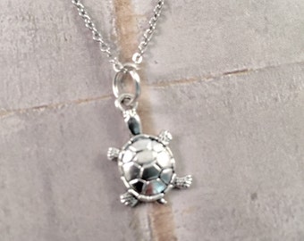 Mini Turtle Necklace, charm necklace,best friend, New mom turtle jewelry, Beach jewelry, gift for her, turtle lover