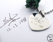 Handwriting Heart Necklace - Actual writing on steel - Personalized Heart Pendant - Custom Gift - Personalized Gift - Steel Heart Memorial