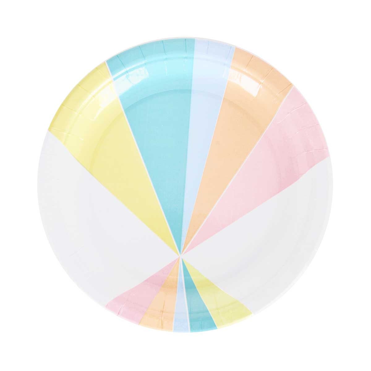 Pastel paper plates. Set of 8. Rainbow paper plates. Pink