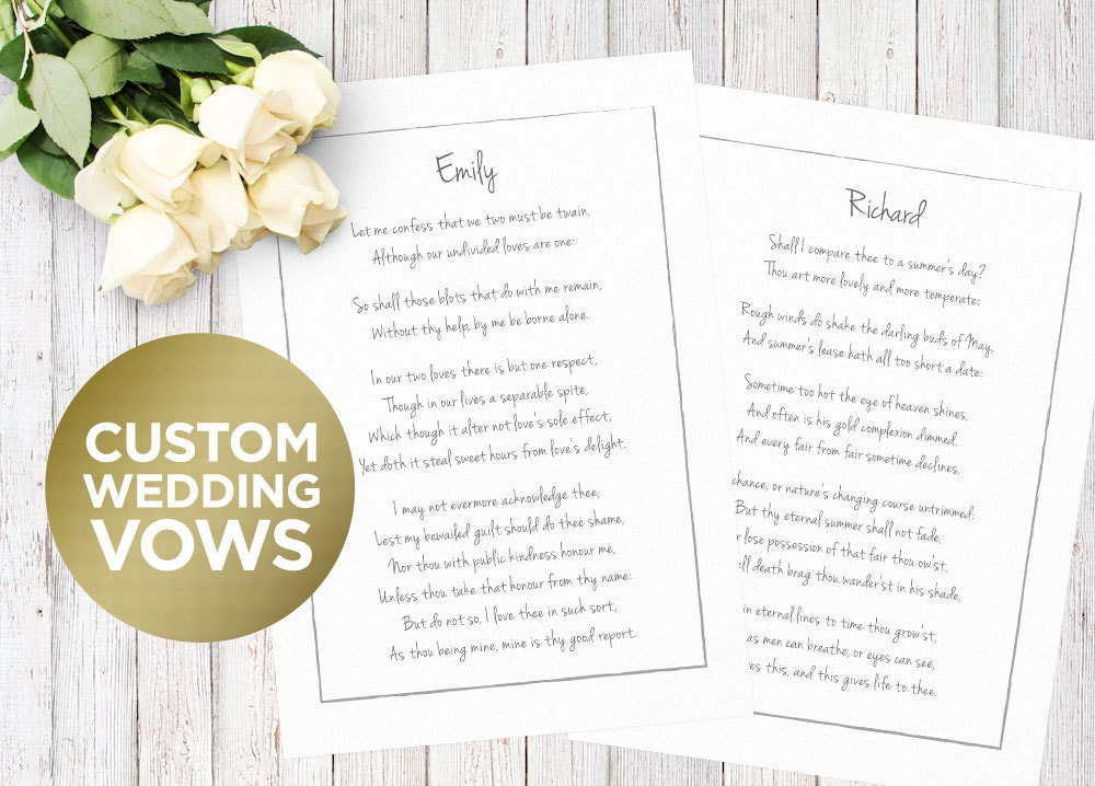 Personalised Wedding Vow Print Printable A4 PDF Download