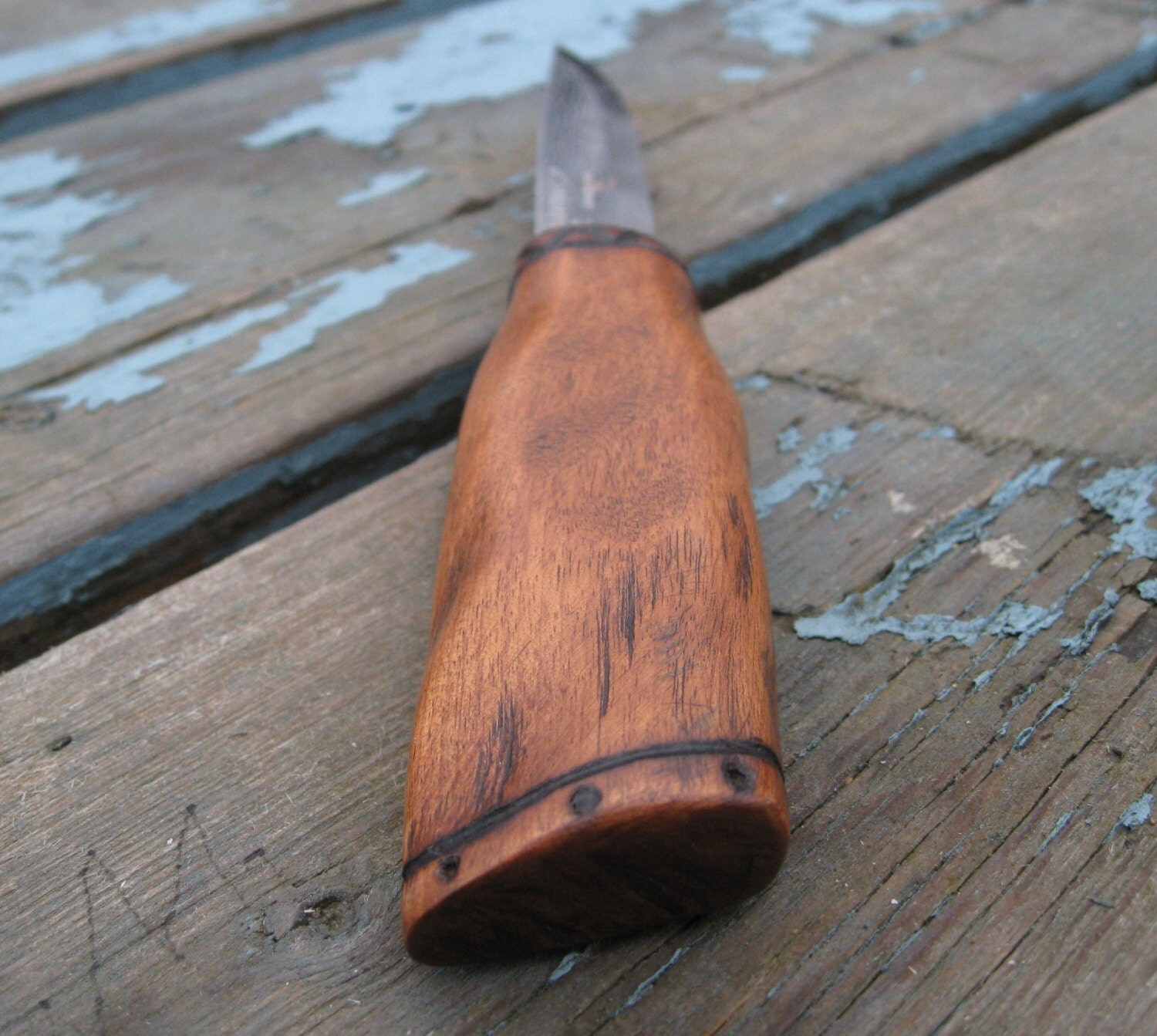 Custom Mora Bushcraft knife Cherry wood handle by TheArtOfTheCane