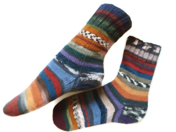 Scrappy warm wool socks Mismatched colorful socks by Knitwoolsocks