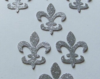 Fleur de lis die cuts- Frozen Colors - Silver - Glittered - 50ct - Cardmaking- Princess Elsa - Confetti-Decor - Scrapbook - Parties