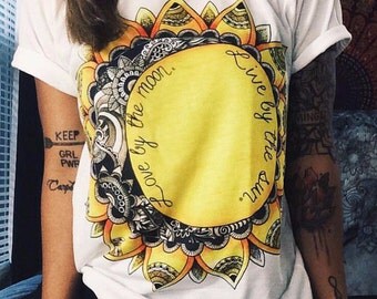 Sun and Moon, Unisex Crew, Festival Clothes, Cute Top, Shirt, Women's Shirts, Yoga Clothes, Yoga, Yogi