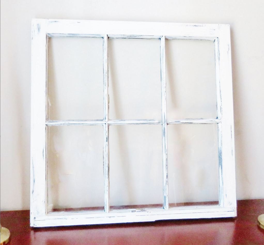 antique white frame Wood window picture frame 6 pane vintage