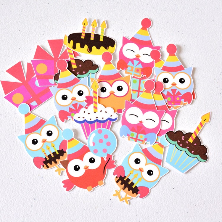 12 Owl Birthday Party Supplies Owl Cake by ArtPaperWonders ...