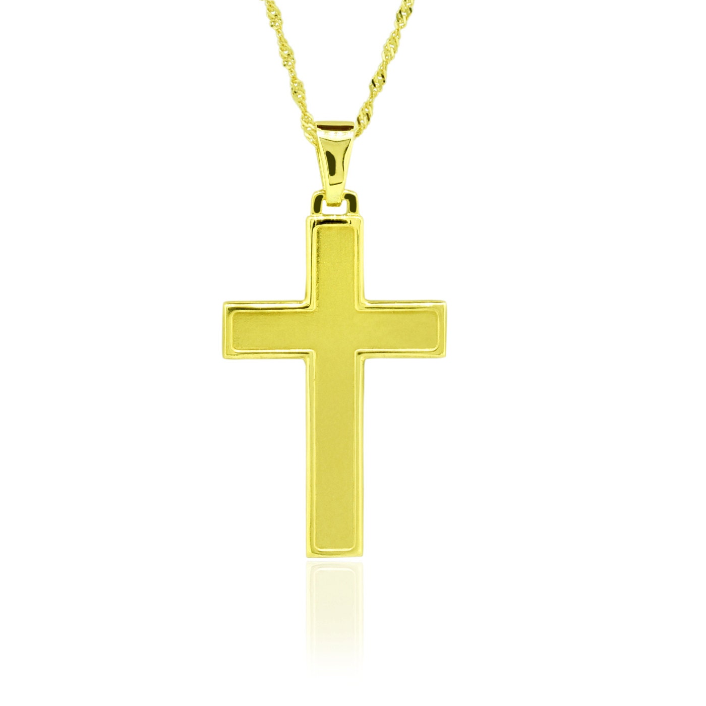 Latin Cross Pendant Necklace 14K Gold Cross Necklace for Men