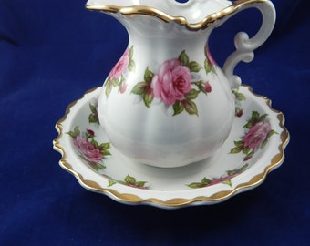 Vintage Porcelain Pitcher and Bowl