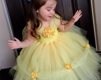 Belle Princess Dress- Princess Dress - Princess Tutu Dress - Disney Costume- Halloween Costume- Beauty and the Beast- Belle Costume