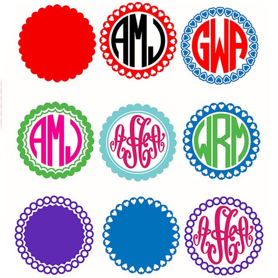 Download Scalloped Heart Circle Frames Monogram Cute Cuttable Designs