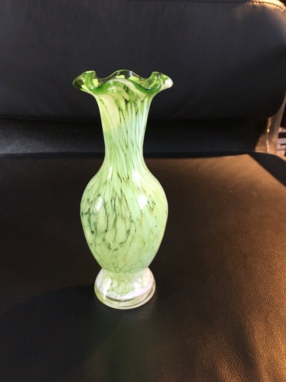 Items similar to Antique Bohemian Spatter / Splatter glass lime green ...