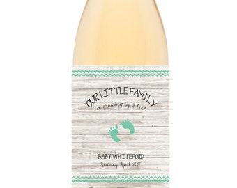 Pregnancy Announcement Personalized Wine Bottle Labels, 4x5 inch, Printable Our Family Is Growing By Two Feet Wine Bottle Labels