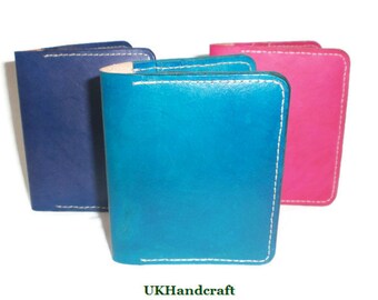 Colourful Leather BiFold Card Wallet, Blue Leather Card Wallet, Leather Card Holder, Leather Card Wallet, Slim Card Wallet, Slim Card Holder