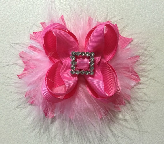 Hot Pink Boutique Hair Bows Baby Girl Headband Stacked Hair