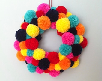 Pom Pom Wall Hanging pom pom wreath | etsy Pom Pom Wall Hanging pom pom wreath | etsy
