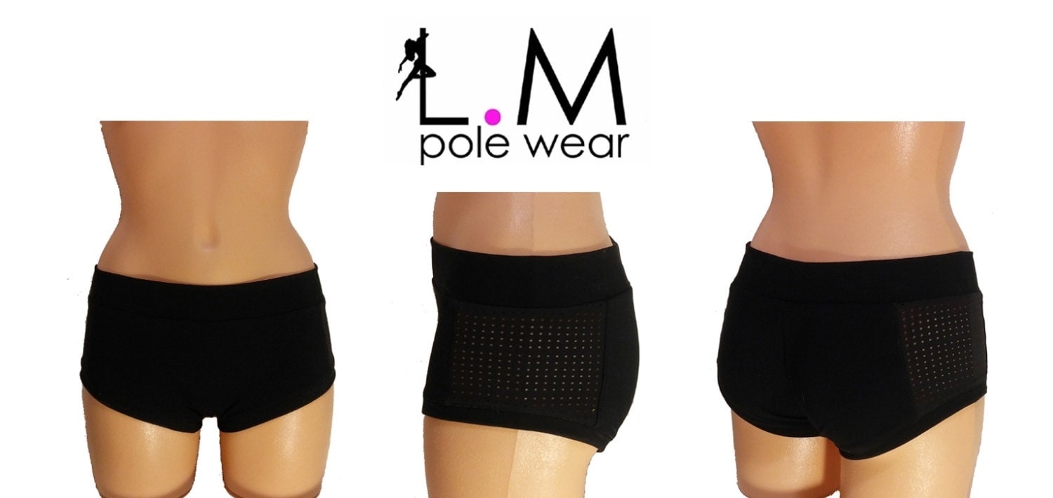 pole dancing shorts combined mesh fabric on the sides